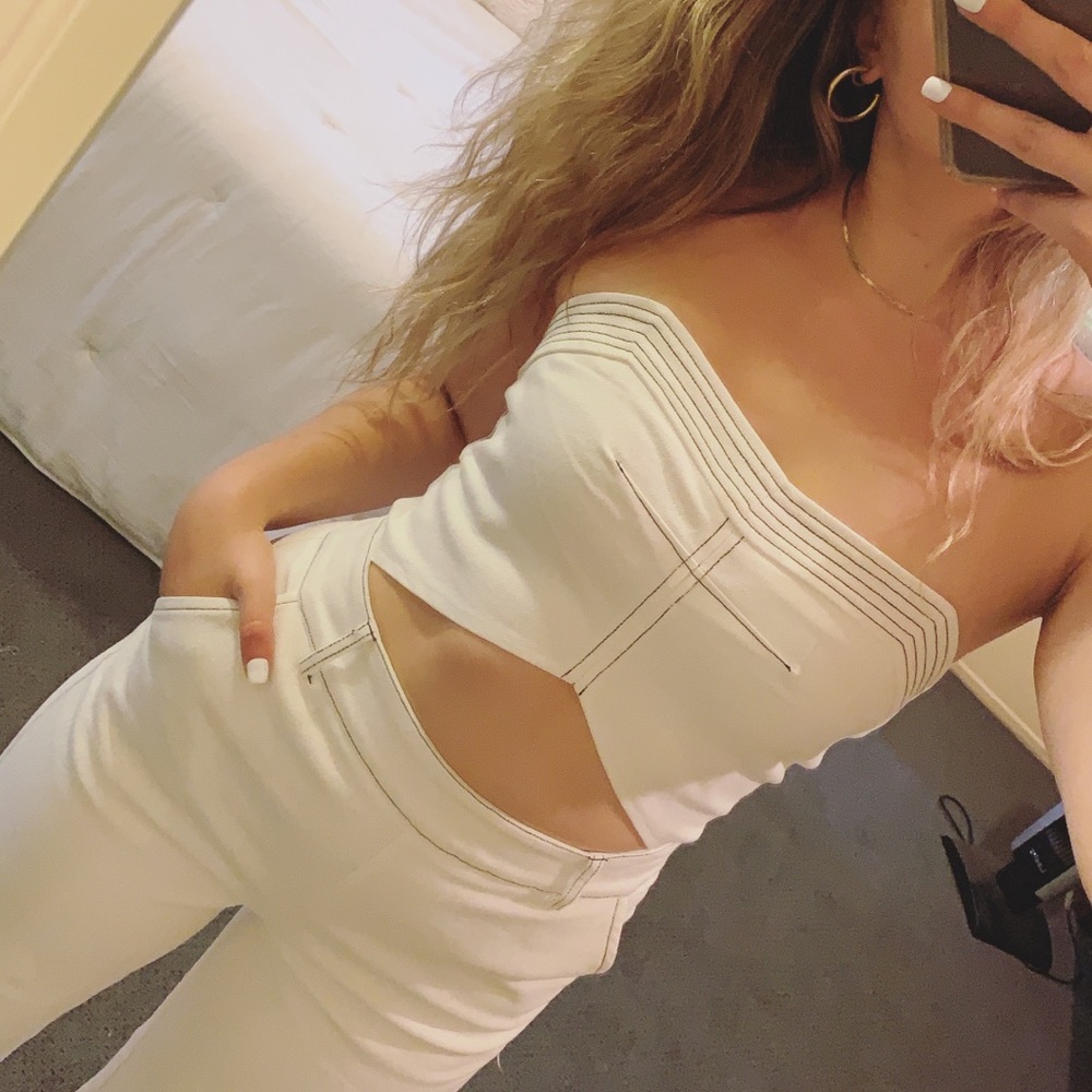 Lulus Strapless White Jumpsuit